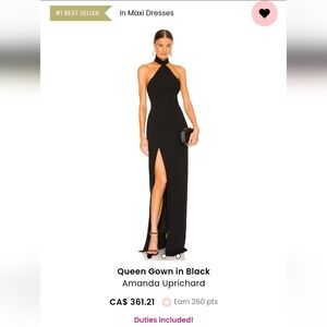 Amanda Uprichard Queen Gown in Black size XS REVOLVE